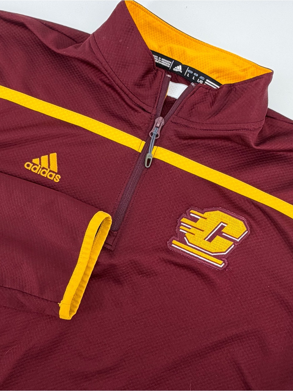 Adidas Central Michigan Chippewas 1/4 Zip Climalite Pullover Jacket Maroon Men L